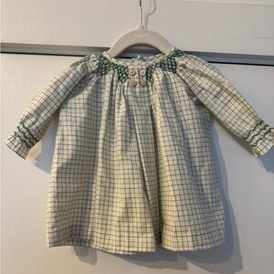Oso and Me Checkered Baby Dress with Green Accents